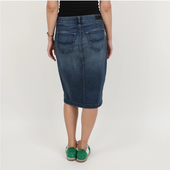 Vintage Polo Ralph Lauren Denim Midi Skirt Blue Button Front Size 12 - Picture 17 of 17